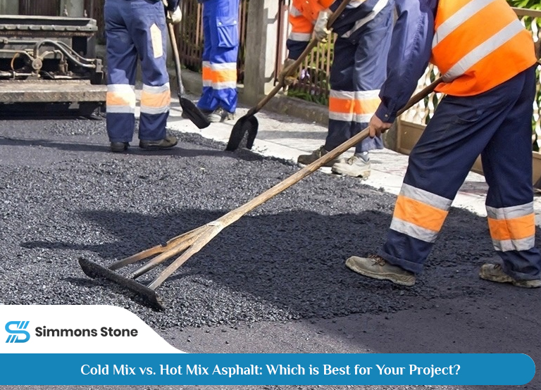 Workers installing hot mix asphalt on a driveway project.